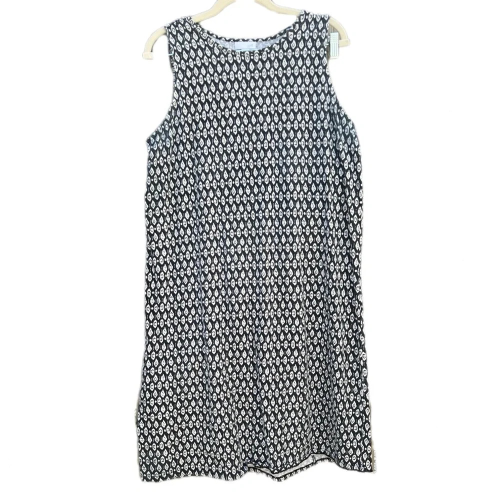 J Jill Sleeveless Scoopneck Geo Print Shift Dress Size Medium Tall - Picture 1 of 6